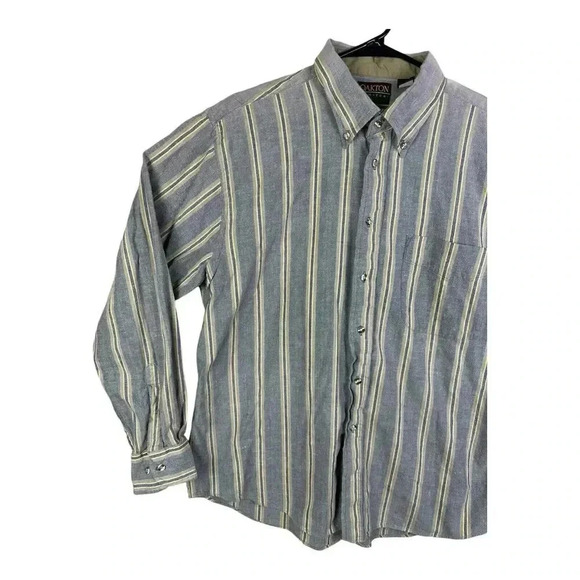 Oakton Limited Men’s Size XL Collared L/S Button Up Shirt In Gray Striped - Picture 3 of 14